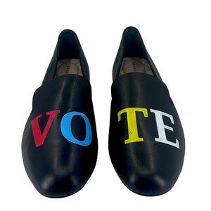 BIRDIES Limited Edition VOTE Black Leather Loafers Flats Womens 10.5 Rare NWOB
